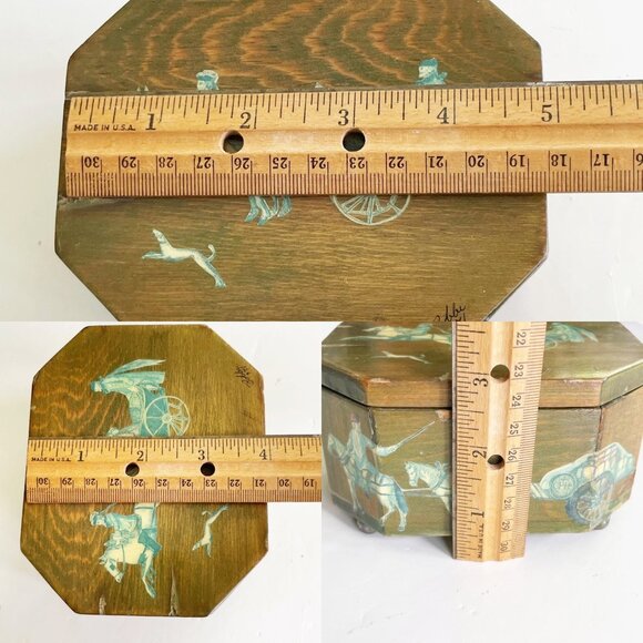 Vintage 70’s Wooden Jewelry Keepsake Tea Caddy Storage Box Decoupage Handmade - Picture 9 of 11